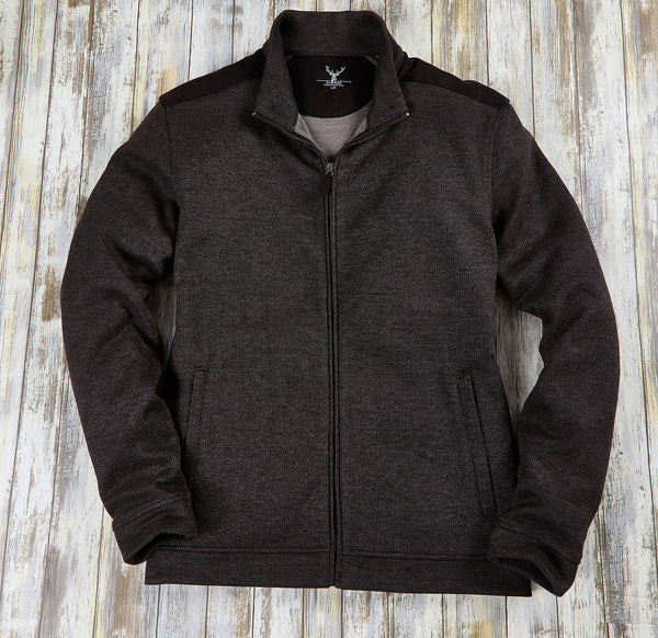 HoneyComb Full Zip with Suede Trim – Brown