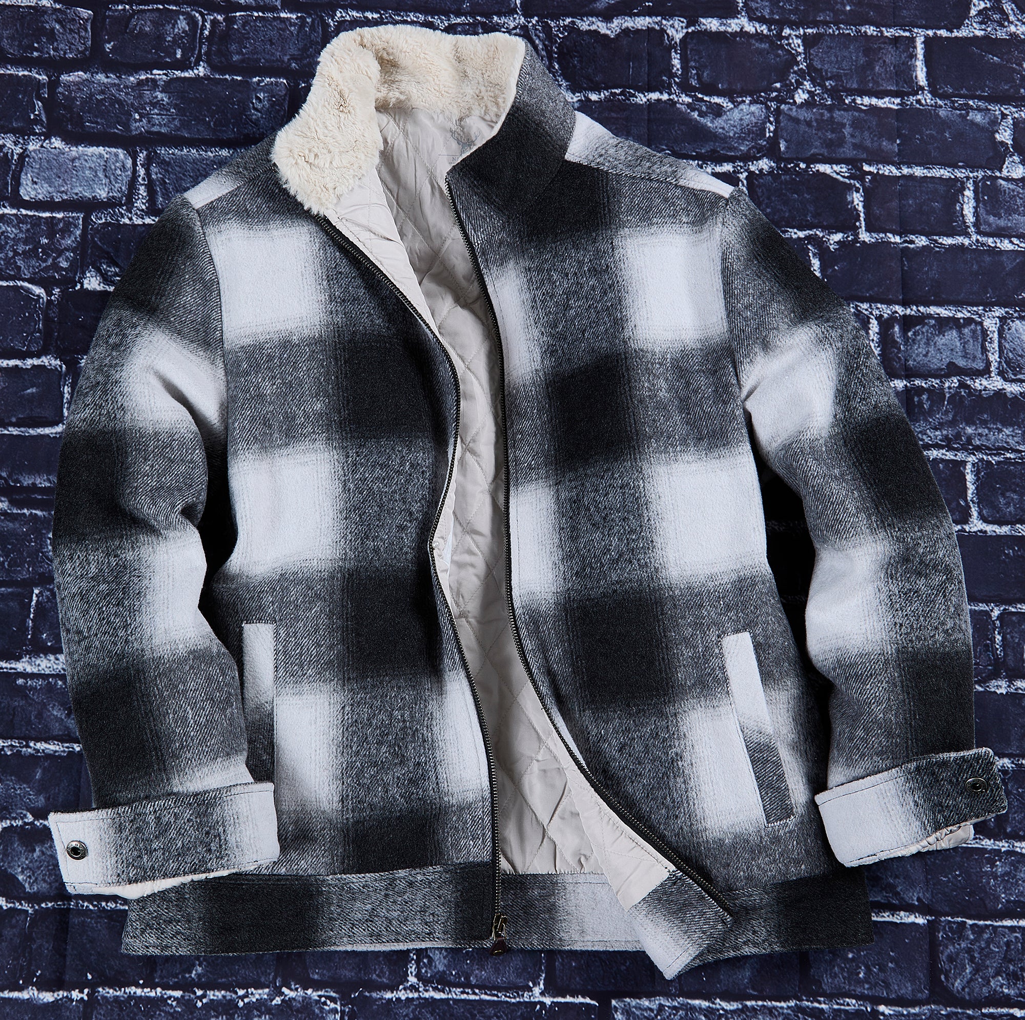 Retro Plaid Jacket with Sherpa-Lined Collar– NicobyMens