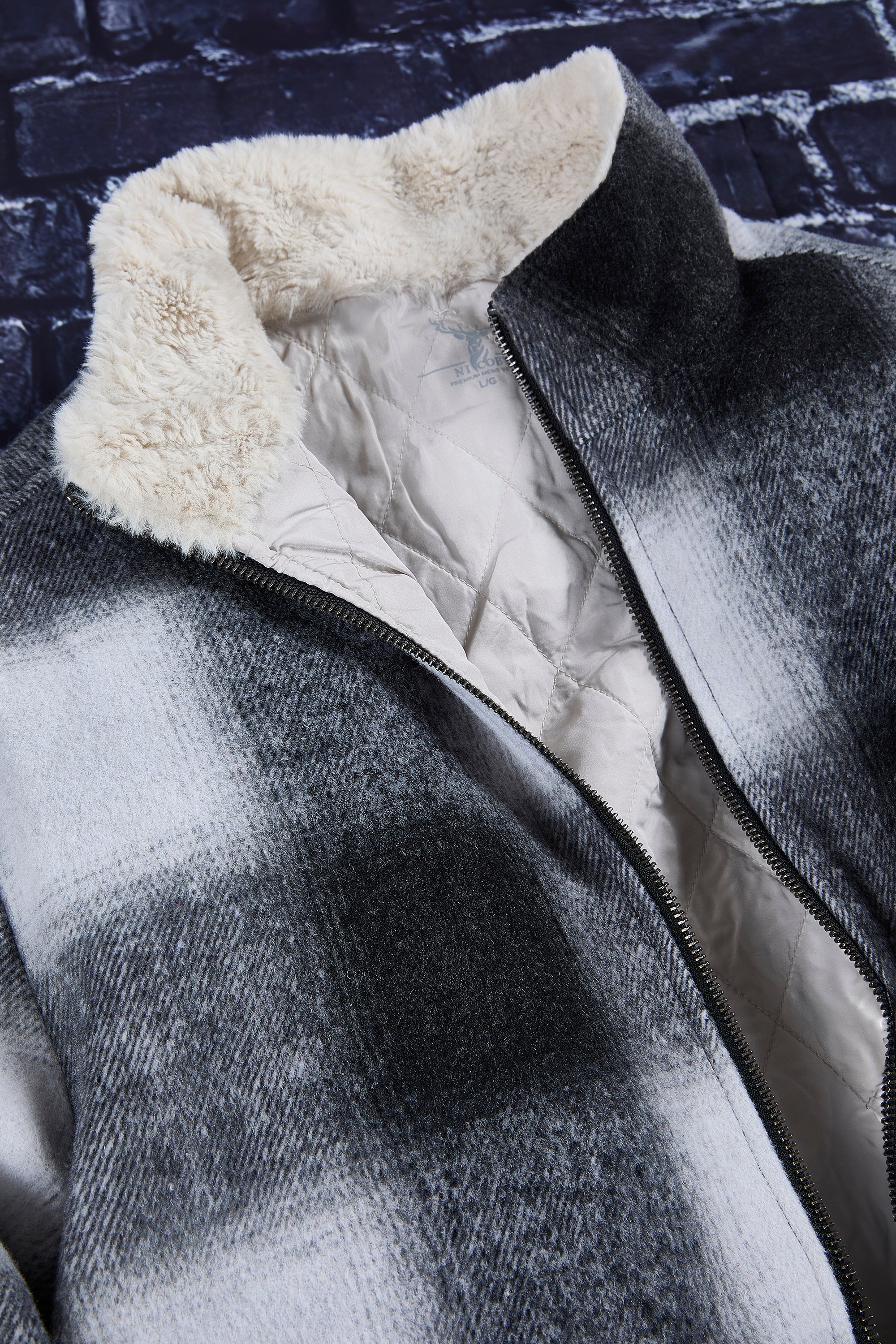 Retro Plaid Jacket with Sherpa-Lined Collar– NicobyMens
