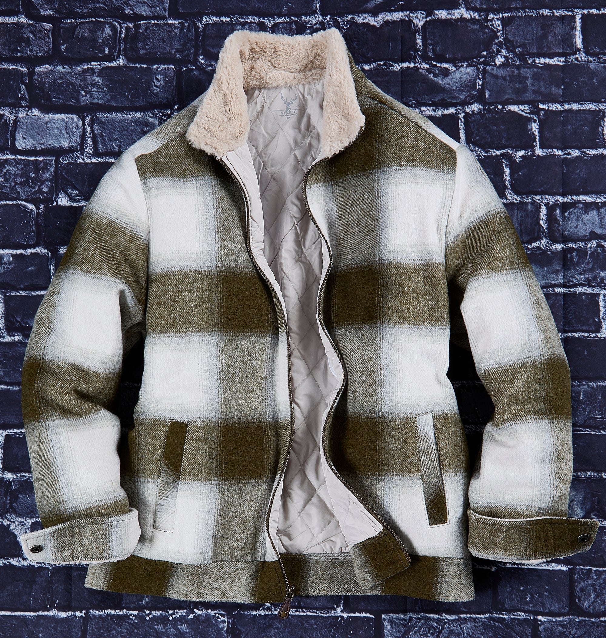 Retro Plaid Jacket with Sherpa-Lined Collar– NicobyMens