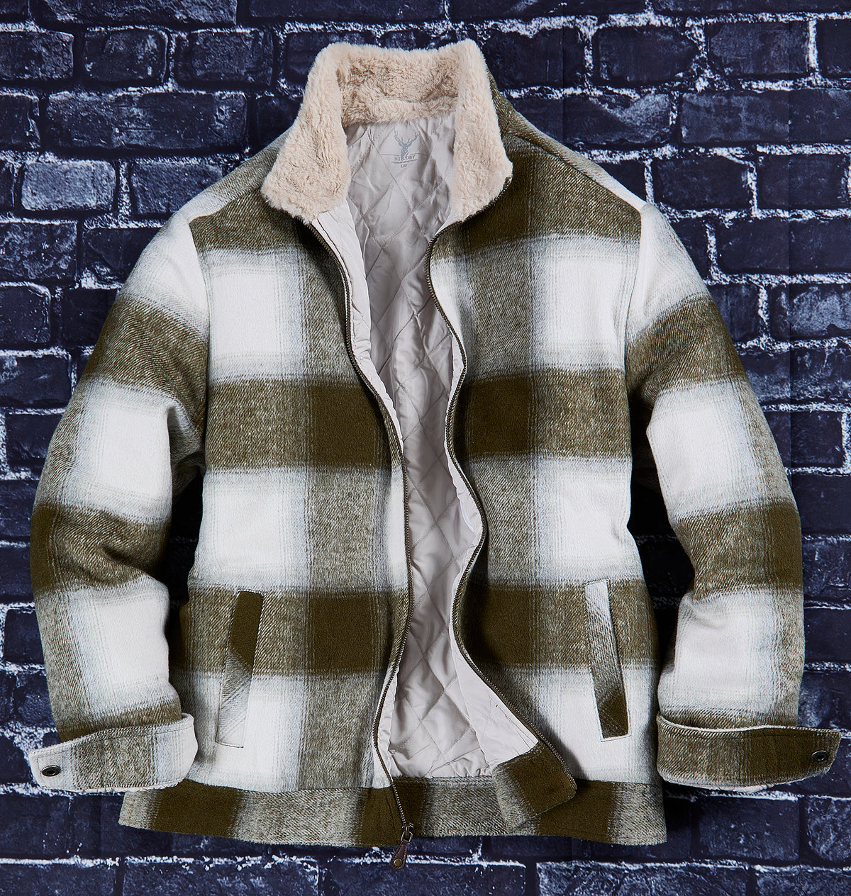 Retro Plaid Jacket with Sherpa-Lined Collar– NicobyMens
