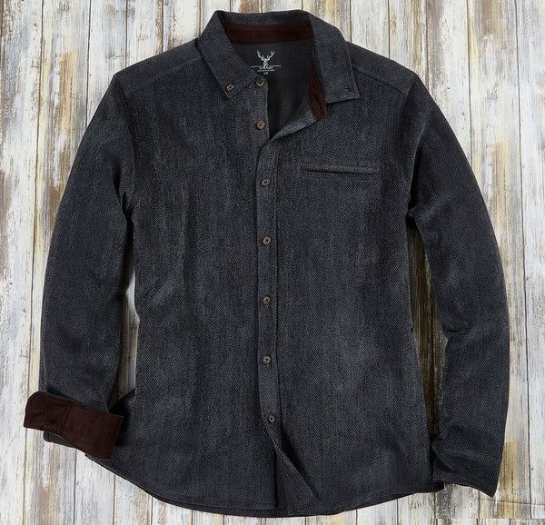 Herringbone Chenille Over Shirt – Charcoal