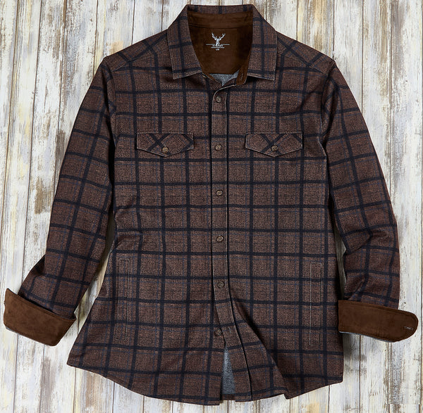 Stretch Flannel Knit Overshirt – Brown