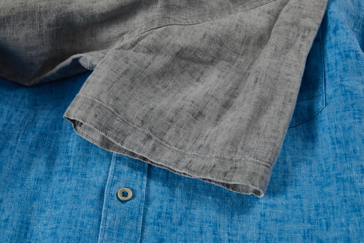 【SATIIIZ】FLOW Pigment Linen Shirt SATIIIZ】Periven Pigment Short Sleeve Shirt Periven Pigment