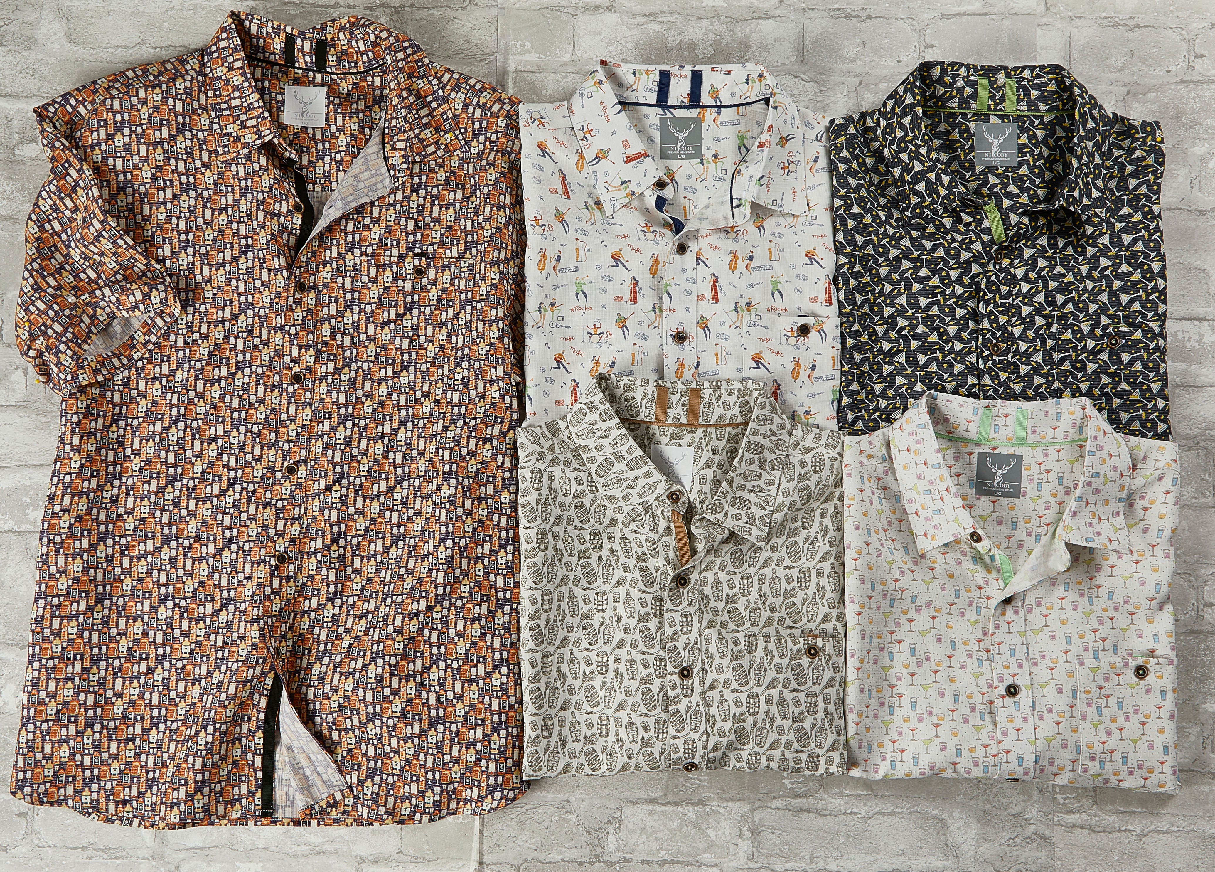 Happy Hour Modal Textured Print Shirt– NicobyMens