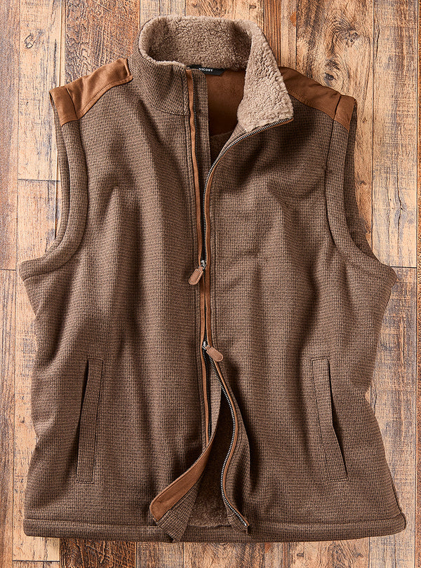Men's Sherpa-Lined Full-Zip Vest – Brown