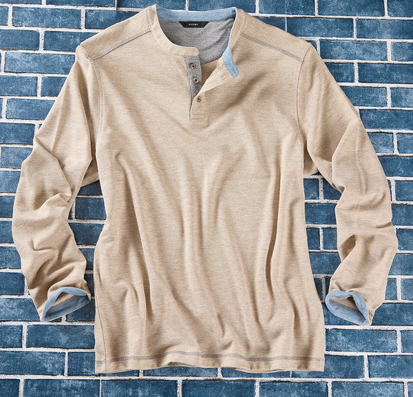 Men's Mini Waffle Henley – Tan
