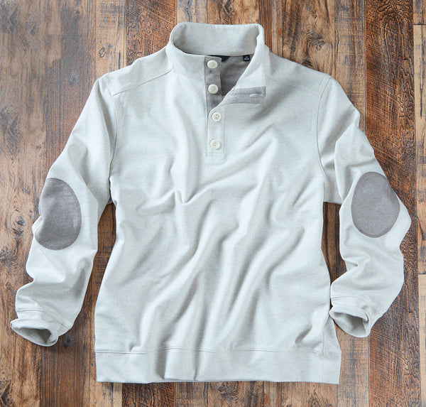 Men's Micro-Geometric 4-Button Pullover – Oatmeal