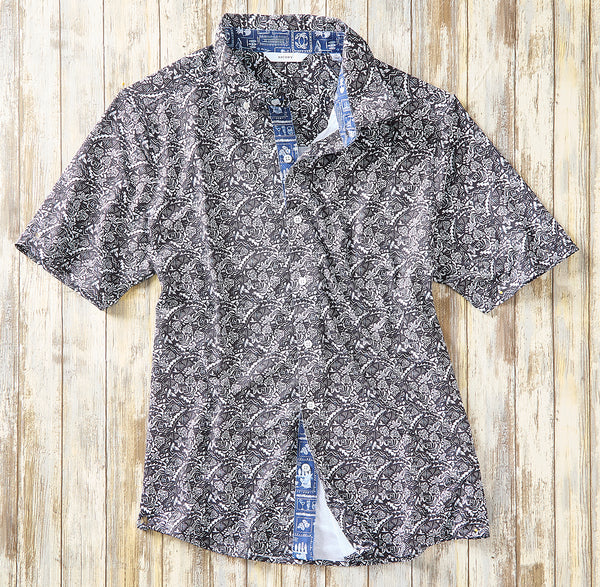 Men's Texture Print Knit Shirt – Black